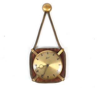JURVEL GERMAN WALNUT & BRASS ROPE WALL CLOCK
