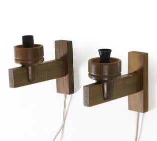 PAIR OF SWEDISH PINE WALL SCONCES C. 1970S