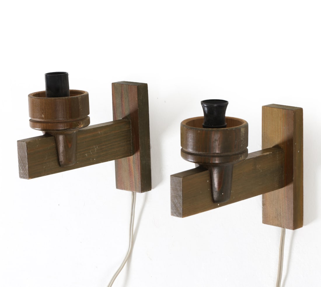 PAIR OF SWEDISH PINE WALL SCONCES C. 1970S (1 of 13)