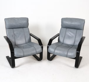 PAIR OF IKEA STYLE BEECH EASY CHAIRS C. 1970S