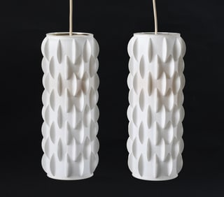 PAIR OF LARS SCHIOLER CONTOUR CEILING LIGHTS