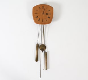 KIENZLE DANISH OAK & BRASS WALL CLOCK C. 1970S