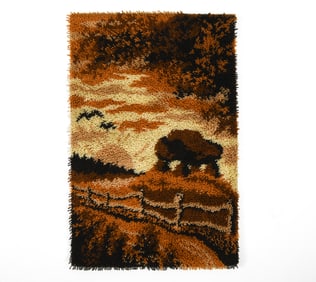 DANISH SHAG WOOL LANDSCAPE RUG C. 1970S