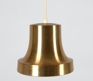 DANISH BRASS TONE METAL PENDANT LIGHT C. 1970S