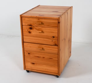 SWEDISH PINE ROLLING SIDE CHEST C. 1970'S