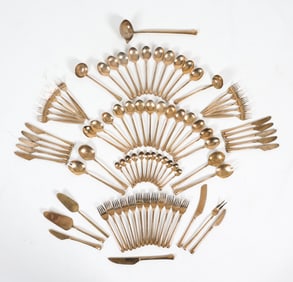 SCANDINAVIAN BRASS FLATWARE GROUPING