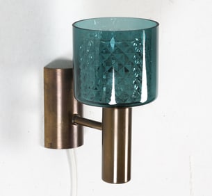 DANISH BRASS & GLASS WALL SCONCE C. 1960S