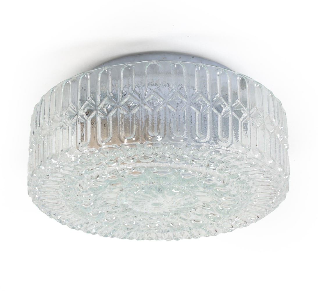 GERMAN GLASS FLUSH MOUNT CEILING LIGHT (1 of 12)