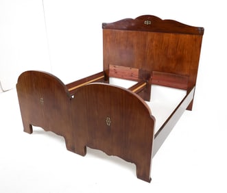 AMSTERDAM SCHOOL STYLE MAHOGANY BED FRAME