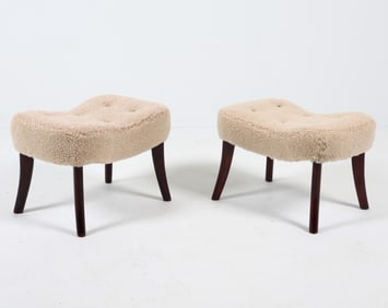 PAIR MADSEN & SCHUBELL 'PRAGH' LAMBS WOOL STOOLS