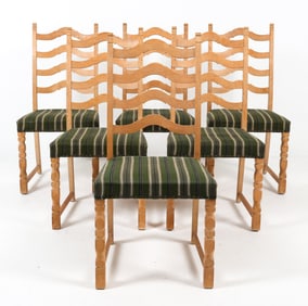 (6) HENNING KJAERNULF STYLE OAK DINING CHAIRS