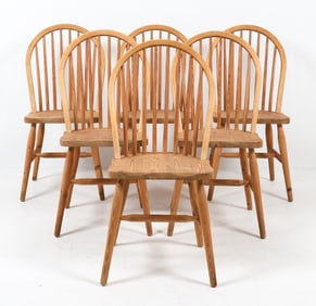 (6) MID-CENTURY DANISH PINE DINING CHAIRS C. 1970S