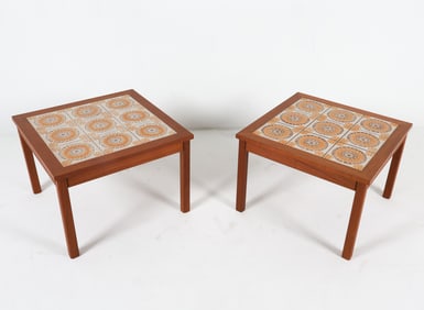 PAIR OF DANISH TEAK & TILE SIDE TABLES C. 1970S