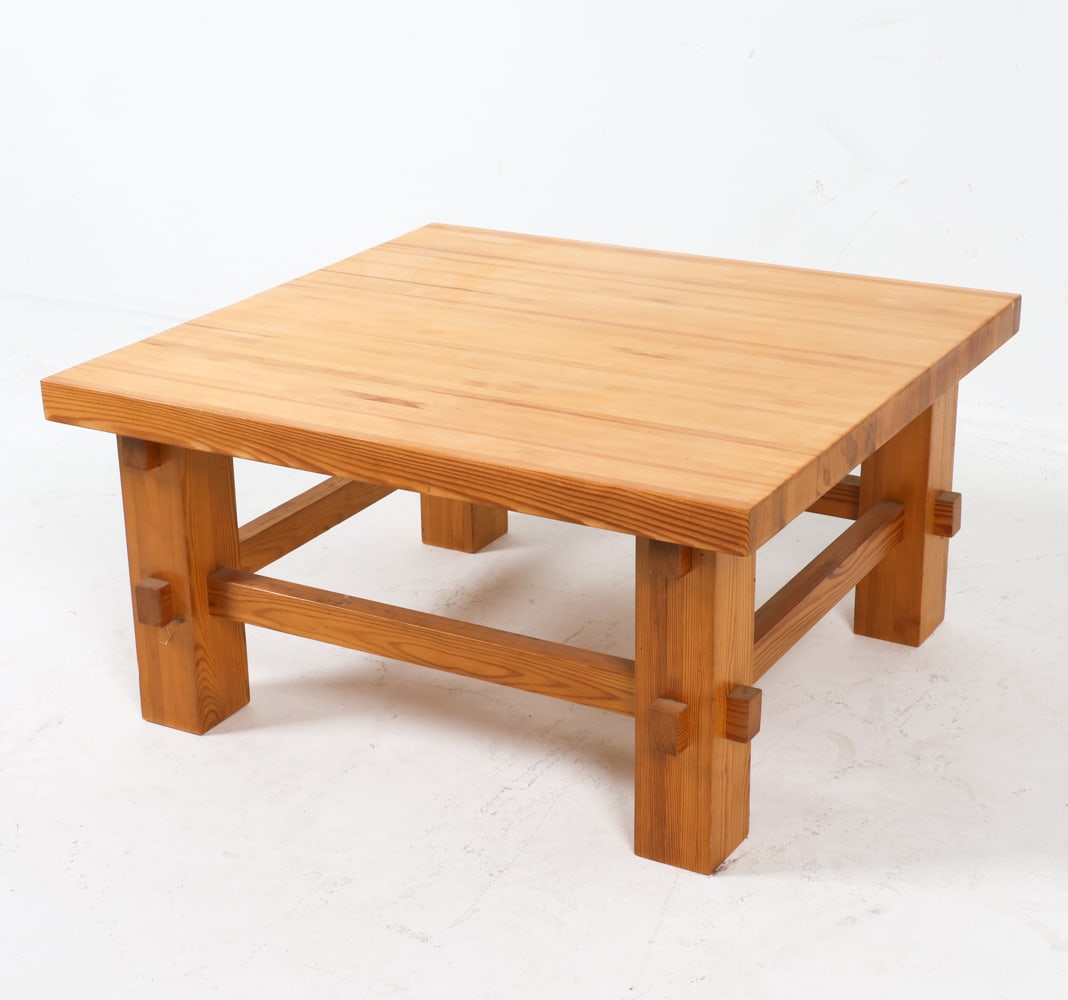 JENS LYNGSO STYLE BRUTALIST PINE COFFEE TABLE (1 of 13)