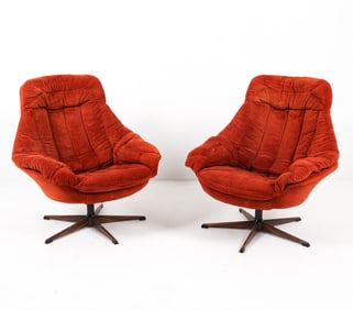 PAIR ATTR. H W KLEIN VELOUR 'SILHOUETTE' CHAIRS