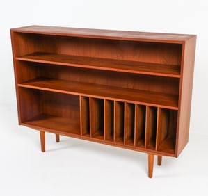 ERIK BROUER TEAK MEDIA CABINET BOOKCASE C. 1960S