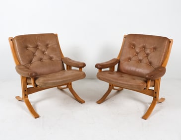 PAIR IGNMAR RELLING STYLE LOUNGE CHAIRS 1960S