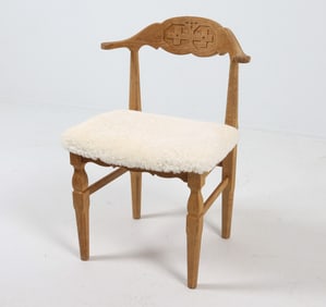 KJAERNULF DANISH OAK & LAMBS WOOL SIDE CHAIR