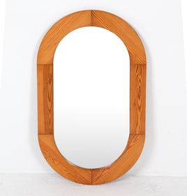 BRUTALIST SWEDISH PINE WALL MIRROR C. 1970S