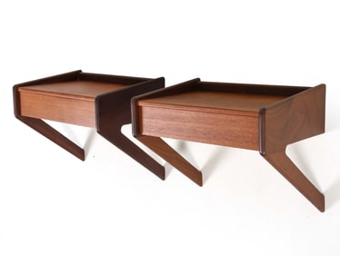 PAIR SIGFRED OMANN TEAK FLOATING NIGHT STANDS