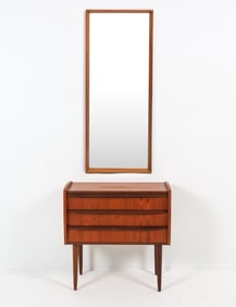 DANISH TEAK CHEST & NYGE WALL MIRROR C. 1960S