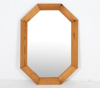 BRUTALIST STYLE SWEDISH PINE WALL MIRROR C. 1970S