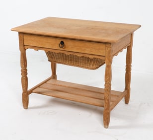 HENNING KJAERNULF STYLE OAK SEWING TABLE C. 1960S