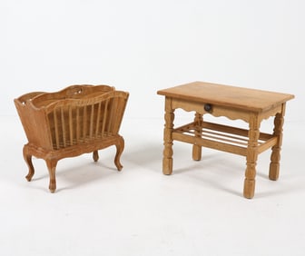 KJAERNULF STYLE SIDE TABLE & MAGAZINE RACK C. 1970