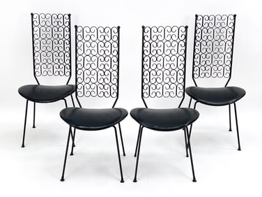 (4) ARTHUR UMANOFF GRENADA WROUGHT IRON CHAIRS
