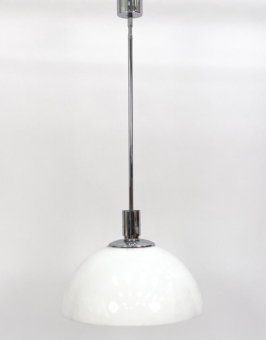 FRANCO ALBINI & HELG GLASS & CHROME PENDANT LIGHT (1 of 5)
