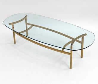 BERTHA SCHAEFER BRASS & GLASS COCKTAIL TABLE