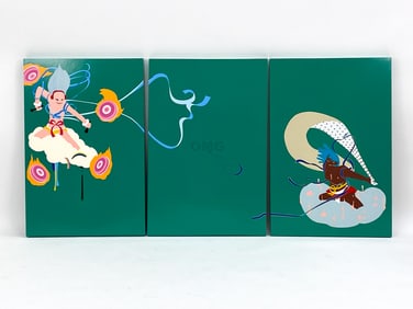 CONTEMPORARY TRIPTYCH A/B PAINTINGS