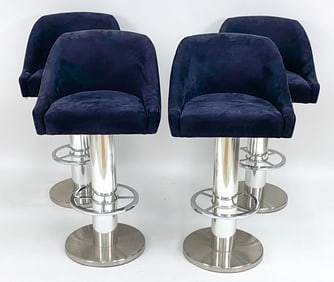 DESIGN FOR LEISURE ULTRASUEDE & CHROME BARSTOOLS