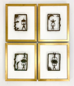 OUTSIDER BRONZE SCULPTURE GROUPING