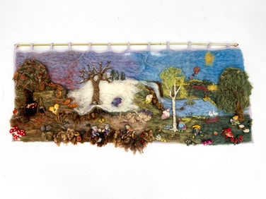 NEEDLE FELTED WOOL PICTORAL TAPESTRY 1998