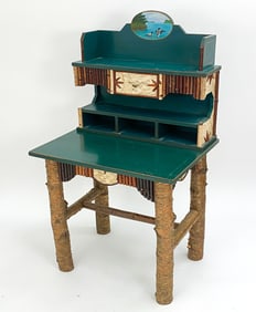 ADIRONDACK STYLE RUSTIC PAINT DECORATED DESK