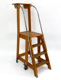 VINTAGE ROLLING LIBRARY LADDER C. 1920