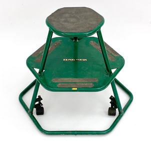 VINTAGE METAL ROLLING LIBRARY STEP STOOL