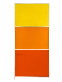 TRIPTYCH PAINTED WOOD & METAL PANEL
