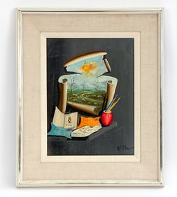 W. MUELLER TROMPE L'OEIL STILL LIFE O/C