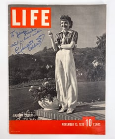 CLAUDETTE COLBERT SIGNED 1939 LIFE MAGAZINE