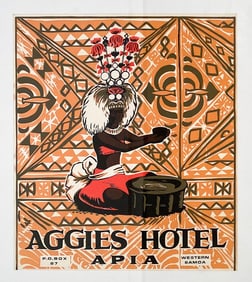 AGGIES HOTEL APIA SAMOA 1950S POSTER