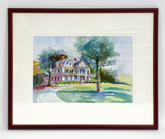INGIS CLAUS WATERCOLOR OF RIDGEFIELD CT COTTAGE