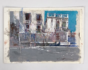 JOHN MASSIMINO (B.1928) VENICE WATER SCENE TEMPERA