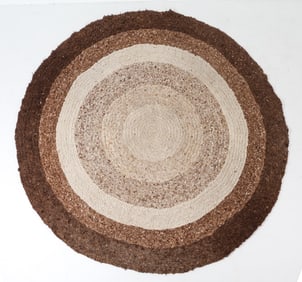 GERMAN BRAIDED WOOL ROUND RUG C. 1970S