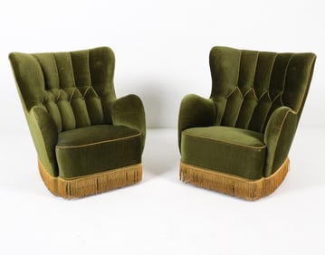 MOGENS LASSEN STYLE DANISH MOHAIR LOUNGE CHAIRS