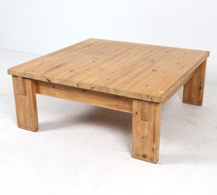 SCANDINAVIAN BRUTALIST PINE COFFEE TABLE C. 1970S