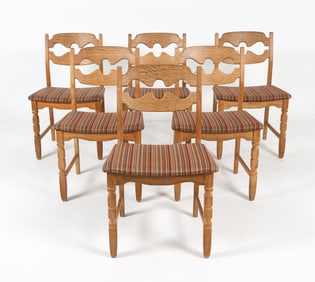(6) HENNING KJAERNULF RAZOR BLADE DINING CHAIRS