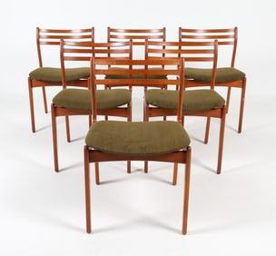 (6) JOHANNES ANDERSEN STYLE TEAK DINING CHAIRS