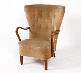 ATTR. ALFRED CHRISTENSEN MOHAIR LOUNGE CHAIR 1960S